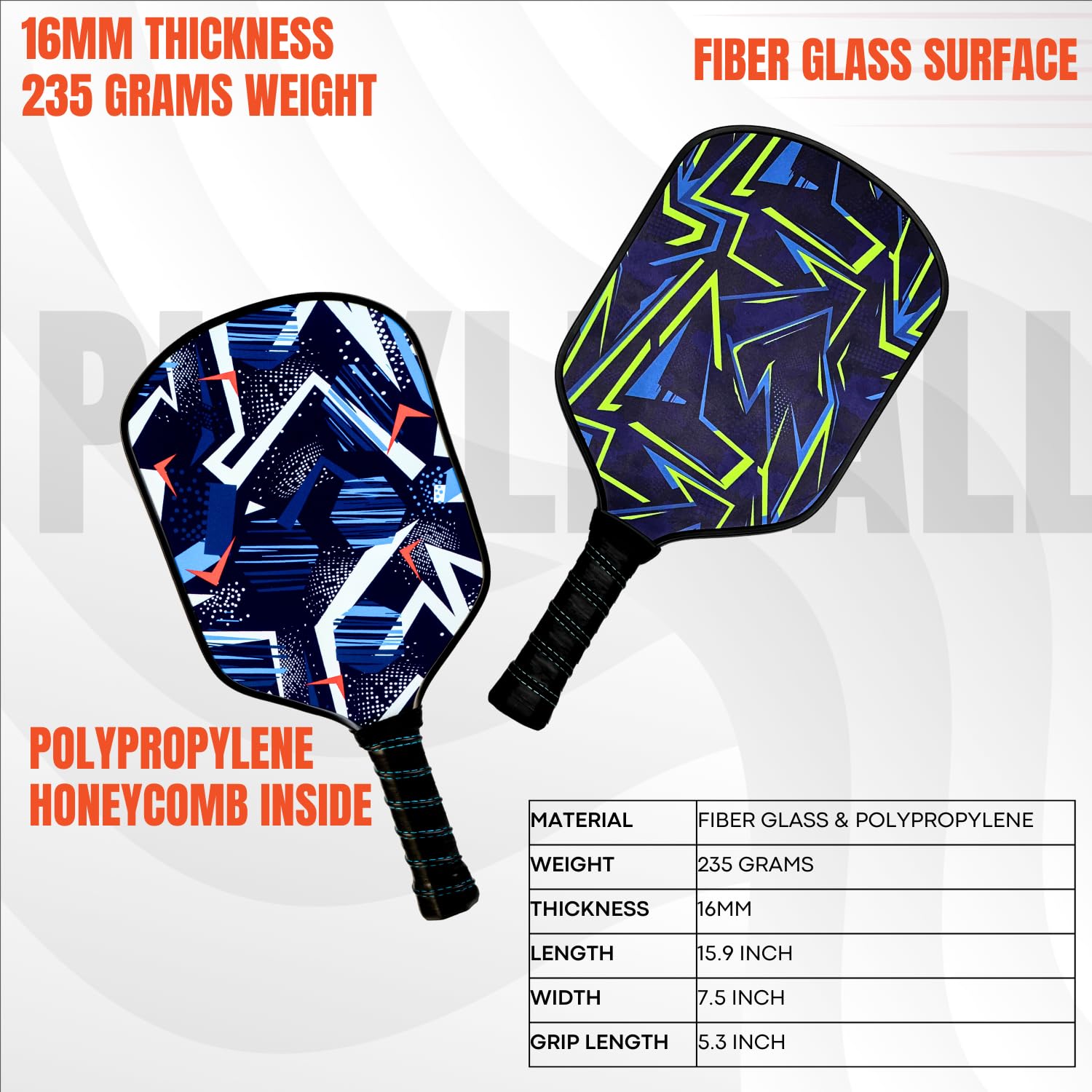 Pickleball Paddle Fiber Glass Beginner & Intermediate Series (Pack of 2)