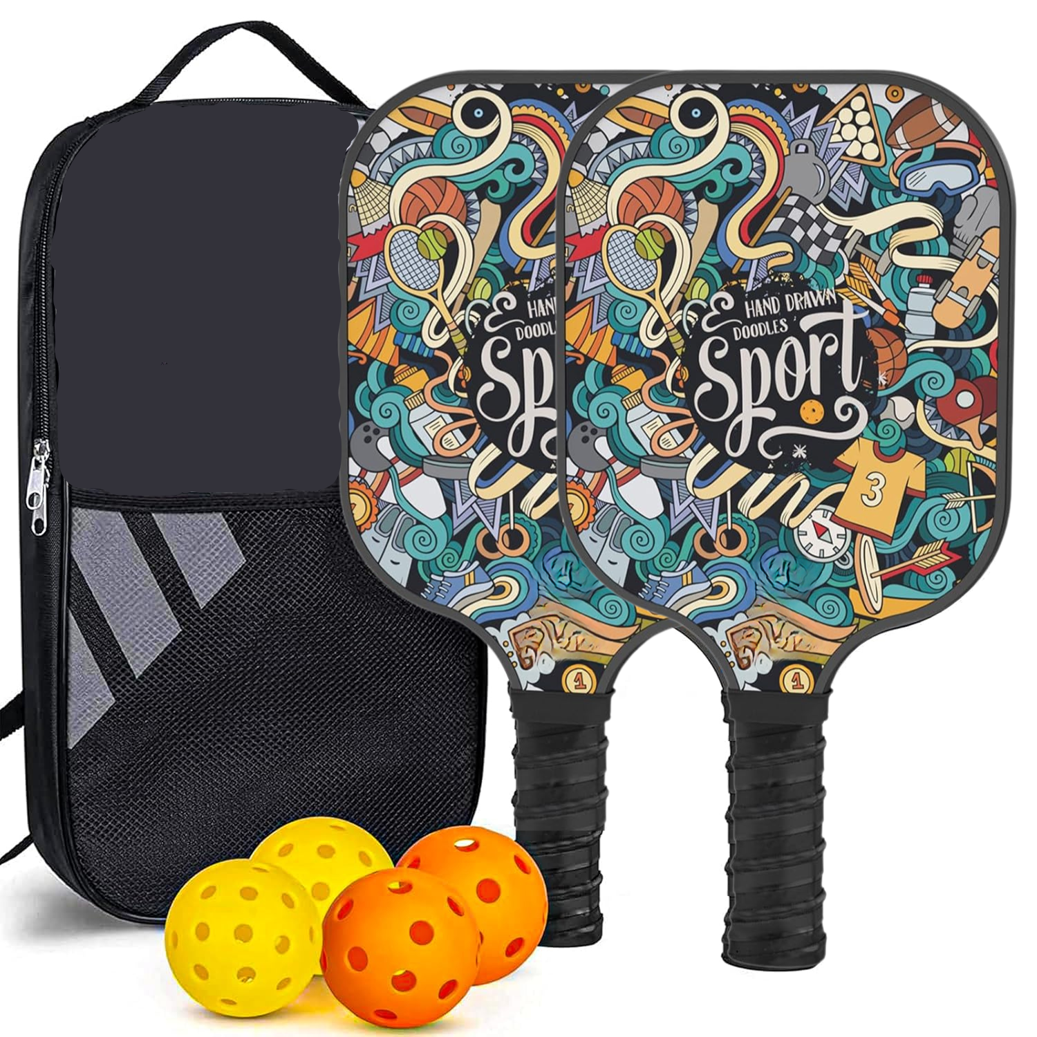 Pickleball Fiber Glass Sport Racket Combo