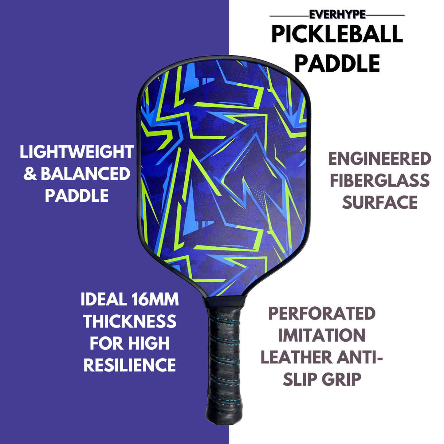 Everhype Fiberglass Pickleball Paddle For Intermediate