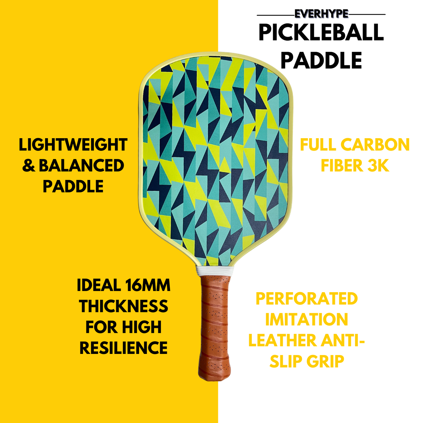 Everhype 3k Carbon Fiber Pickleball Paddle For Master