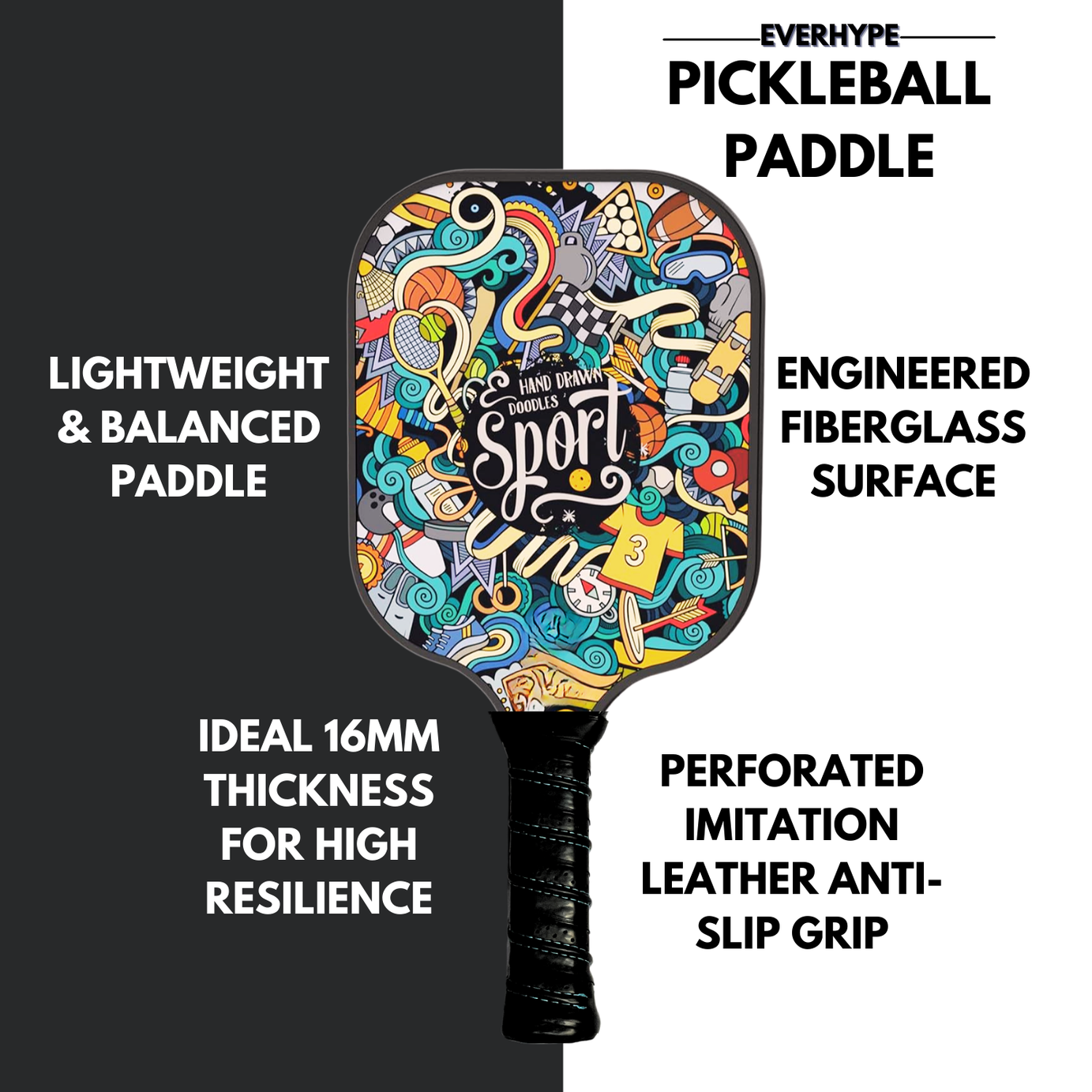 Pickleball Fiber Glass Sport Racket Combo