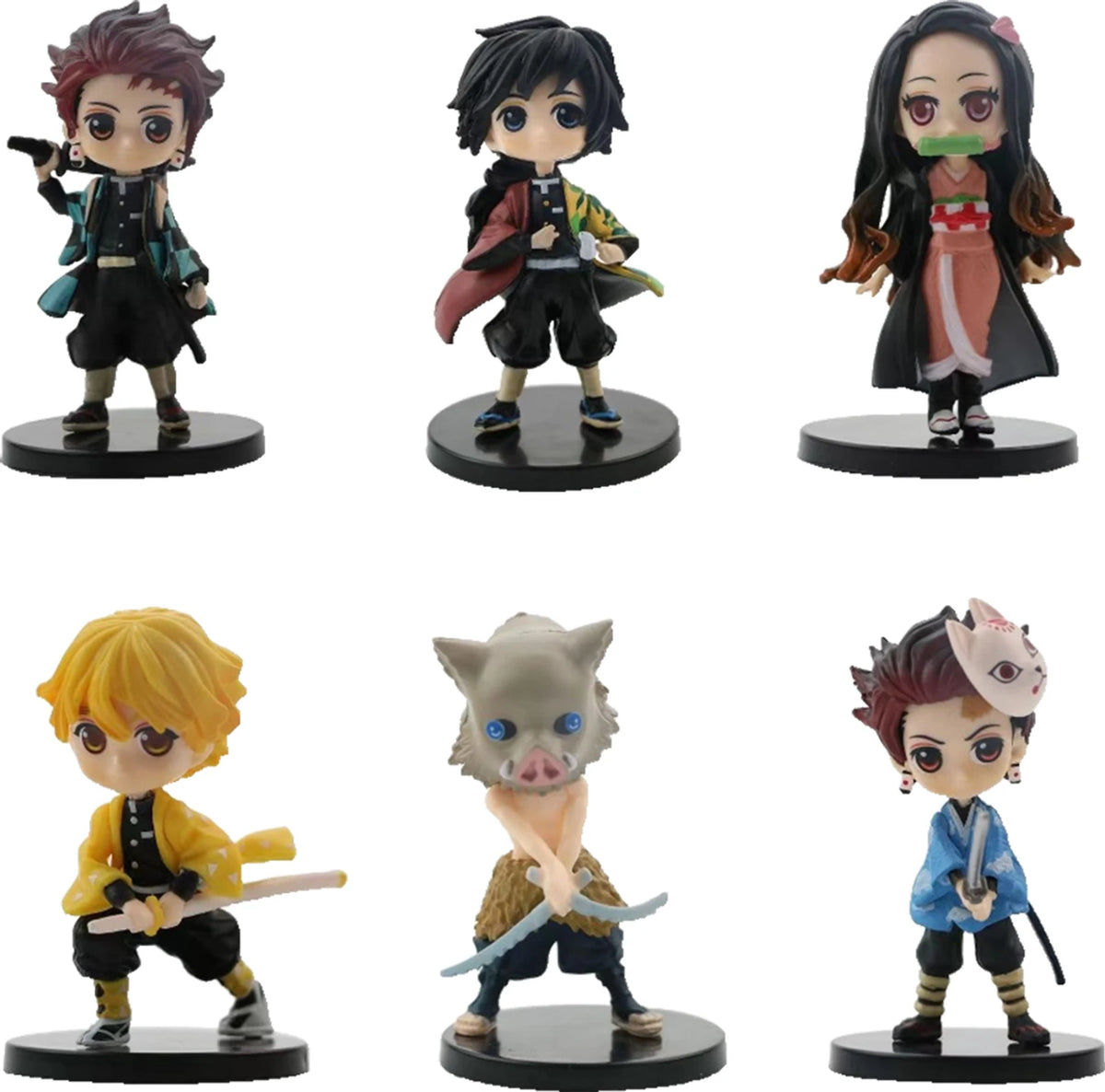 Demon Slayer 6Pcs Action Figure Set with Base Tanjiro Nezuko