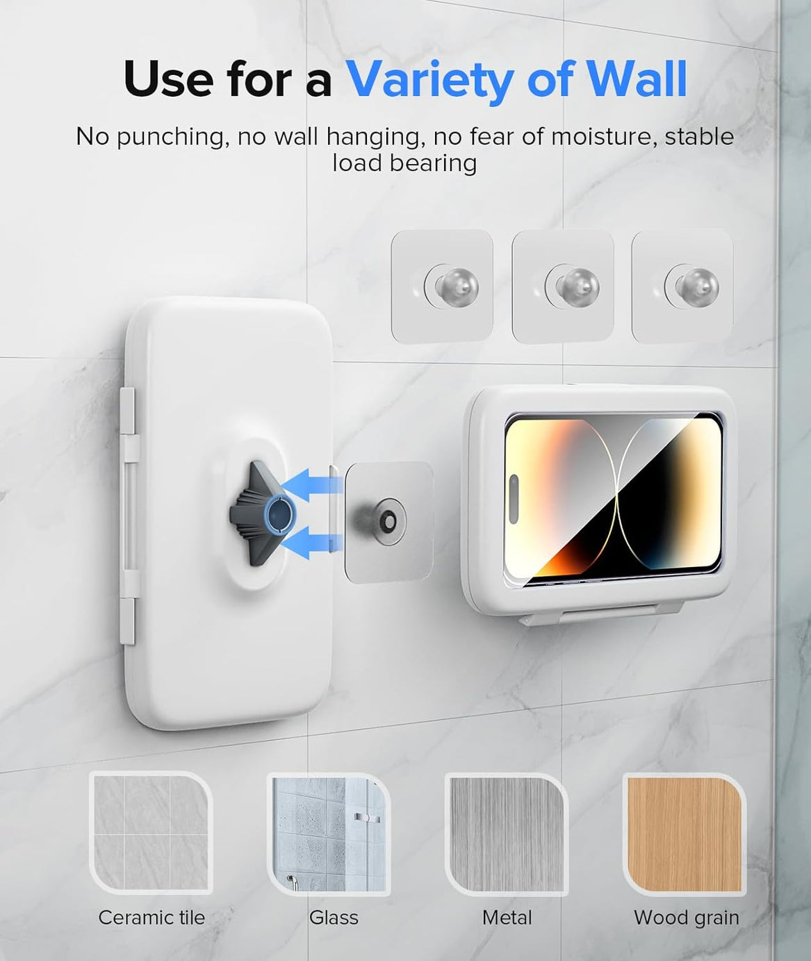 Shower Phone Holder 360 Degree Rotation (White)
