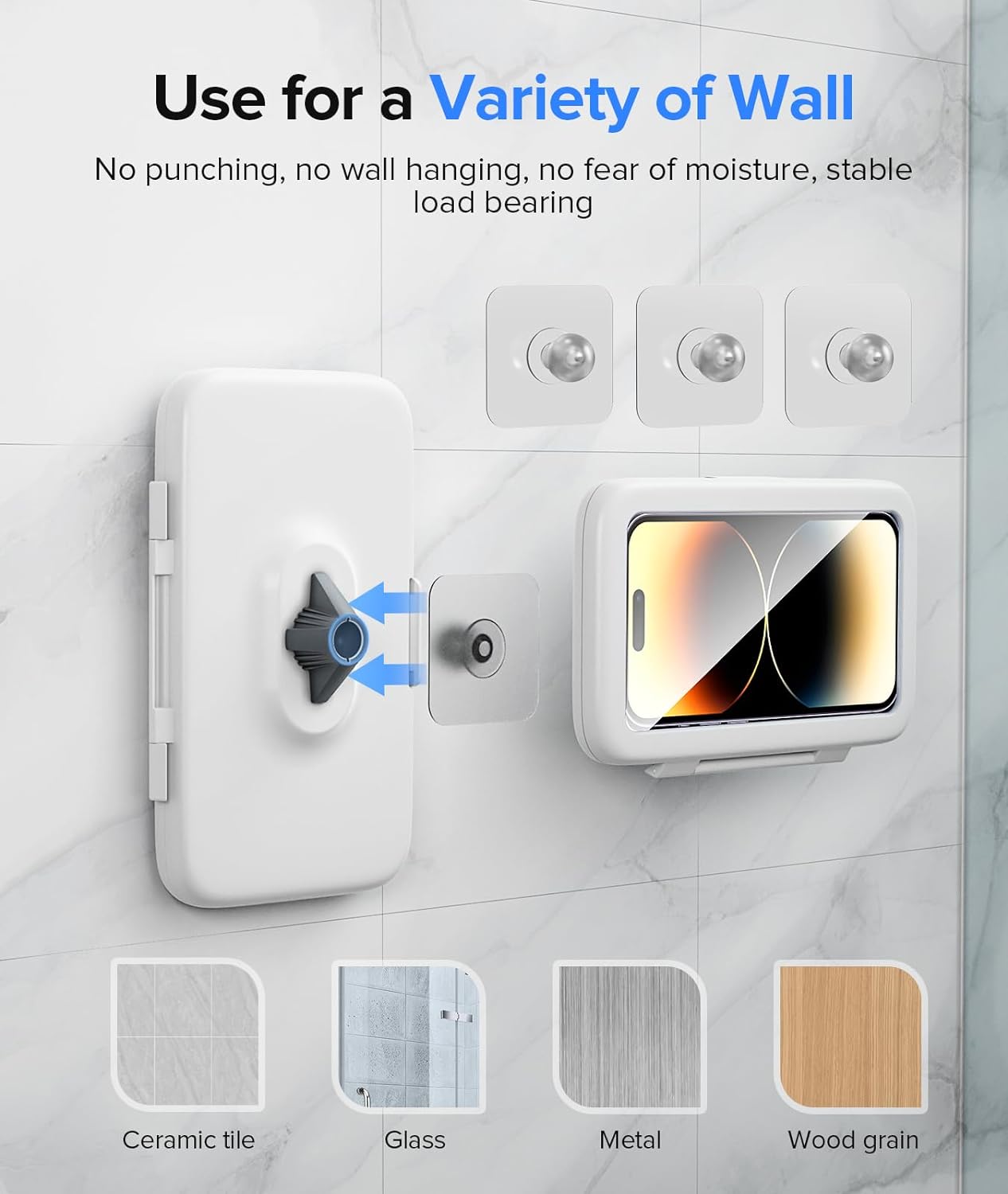 Shower Phone Holder 360 Degree Rotation (White)