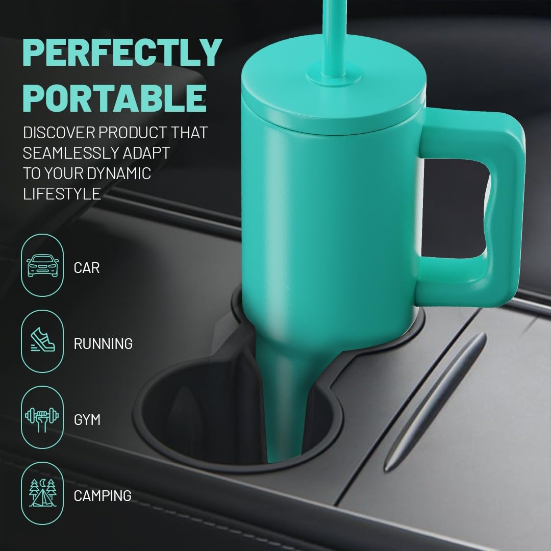 Everhype Tumbler with Handle and Straw Lid Insulated Cup  (Teal 710mL)