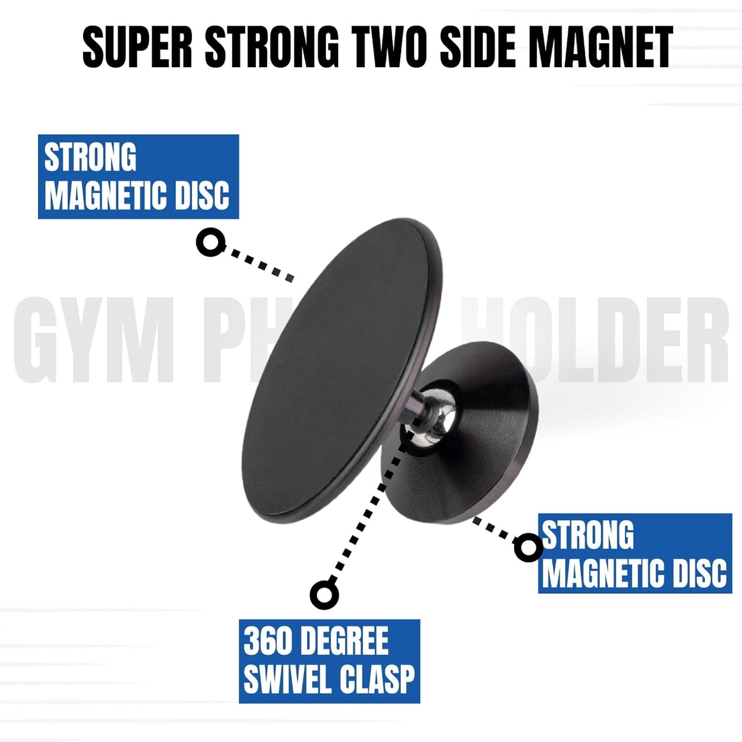 Everhype 360 Degree Gym Magnet - Dual Side Magnet - MagSafe Compatible - Adhesive Metal Plates and Ring Included for Android Users