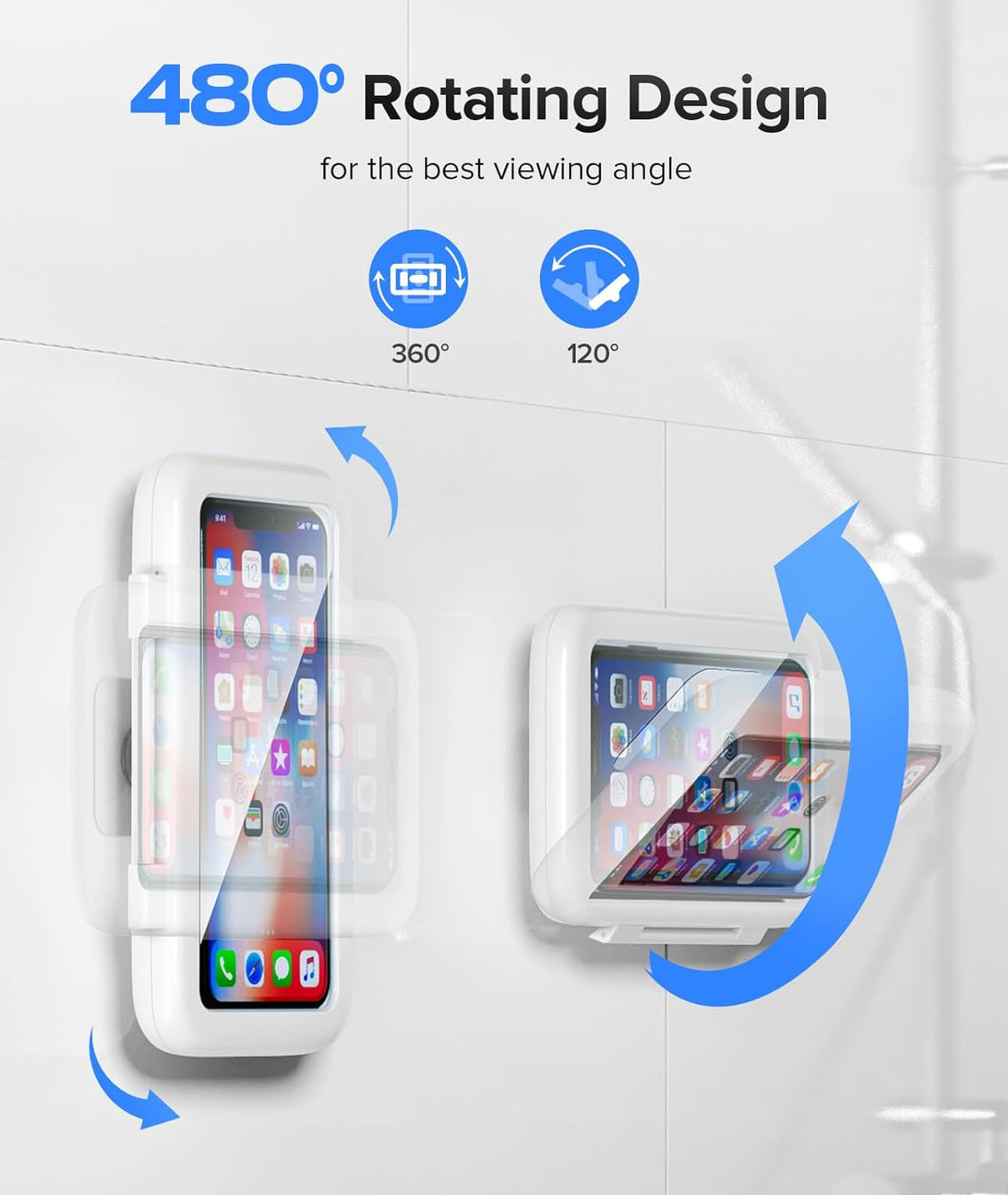 Shower Phone Holder 360 Degree Rotation (White)