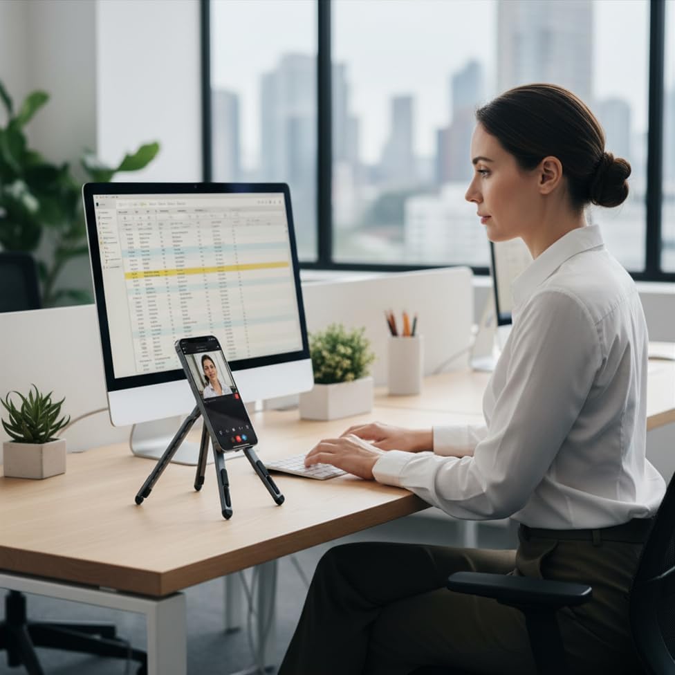 3 in 1 Foldable Laptop Stand with Magnetic Phone Holder ABS