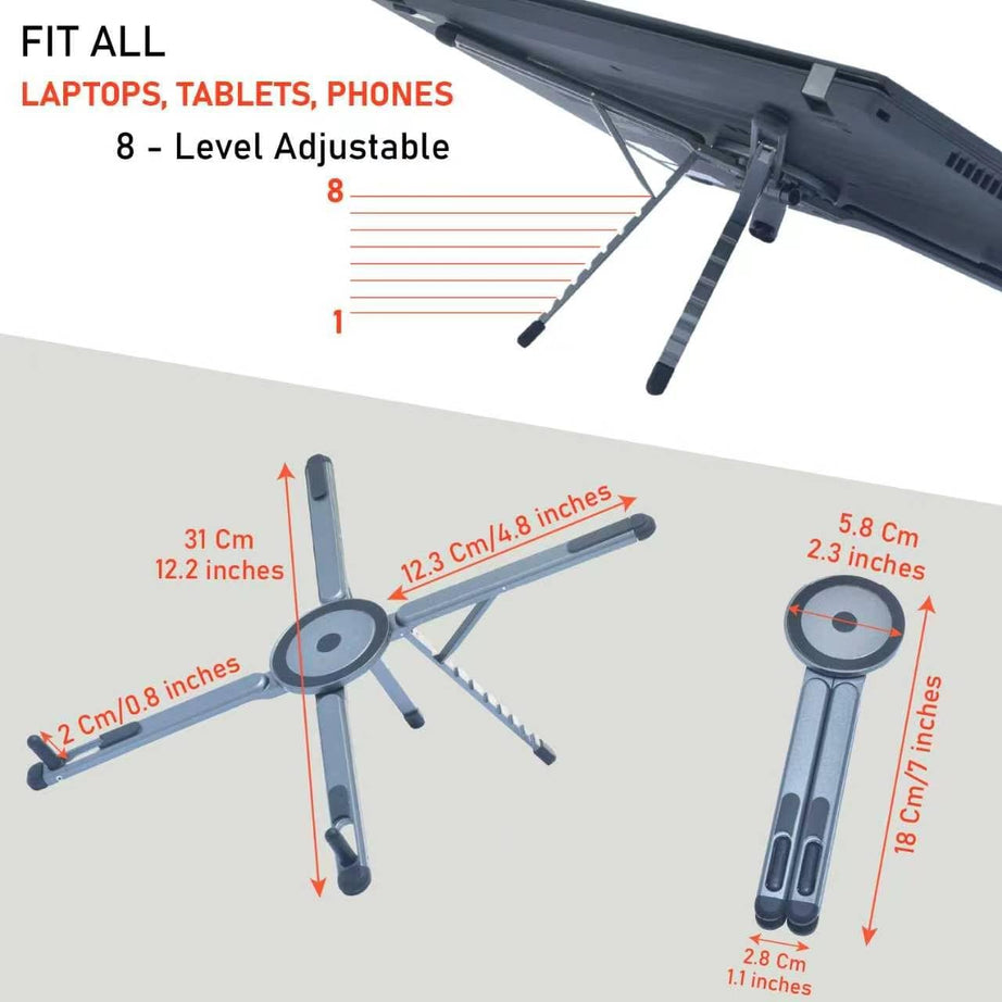 3 in 1 Foldable Laptop Stand with Magnetic Phone Holder ABS