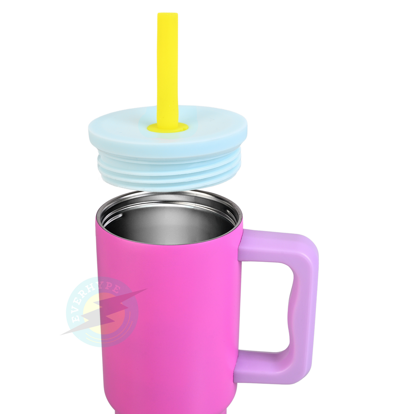 Everhype Tumbler with Handle and Straw Lid Insulated Cup (Multi Color - Pink 710mL)