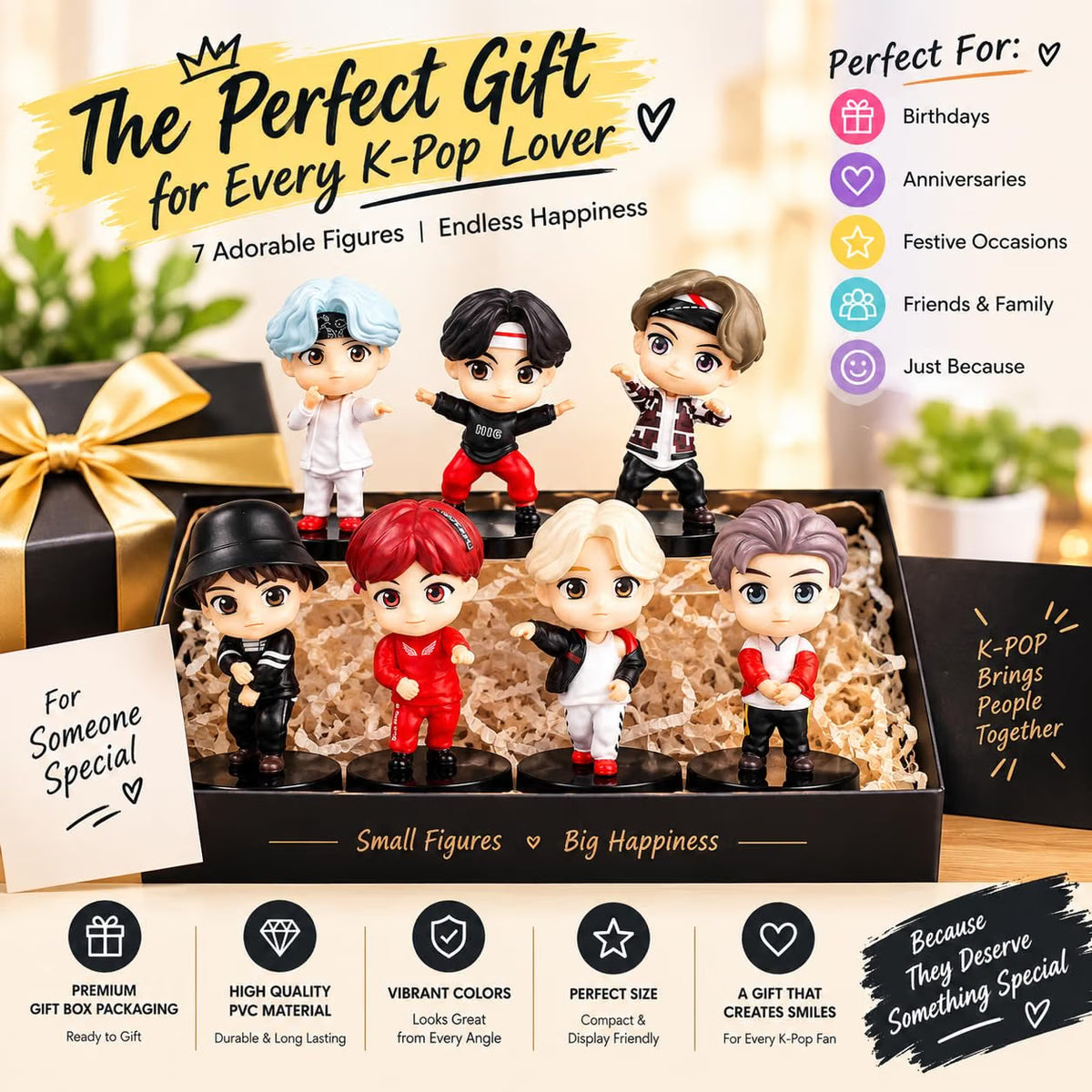 BTS Cartoon Action Figures Set 7 Pieces