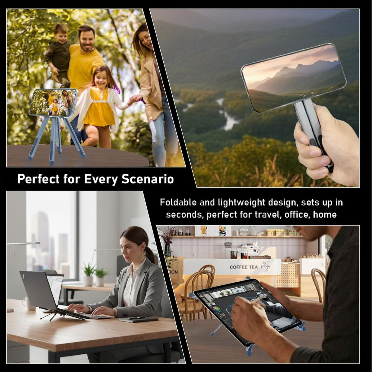 3 in 1 Foldable Laptop Stand with Magnetic Phone Holder ABS