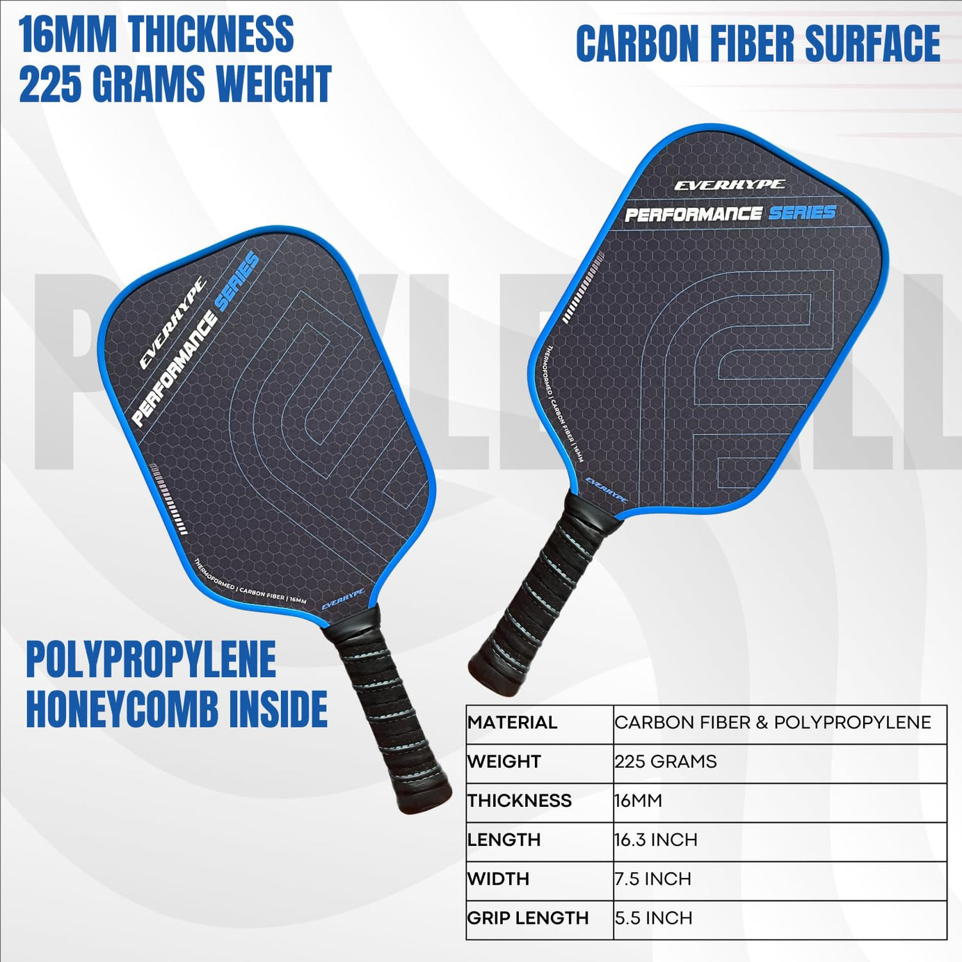Pickleball Paddle Carbon Fiber Performance Series (Pack of 2)