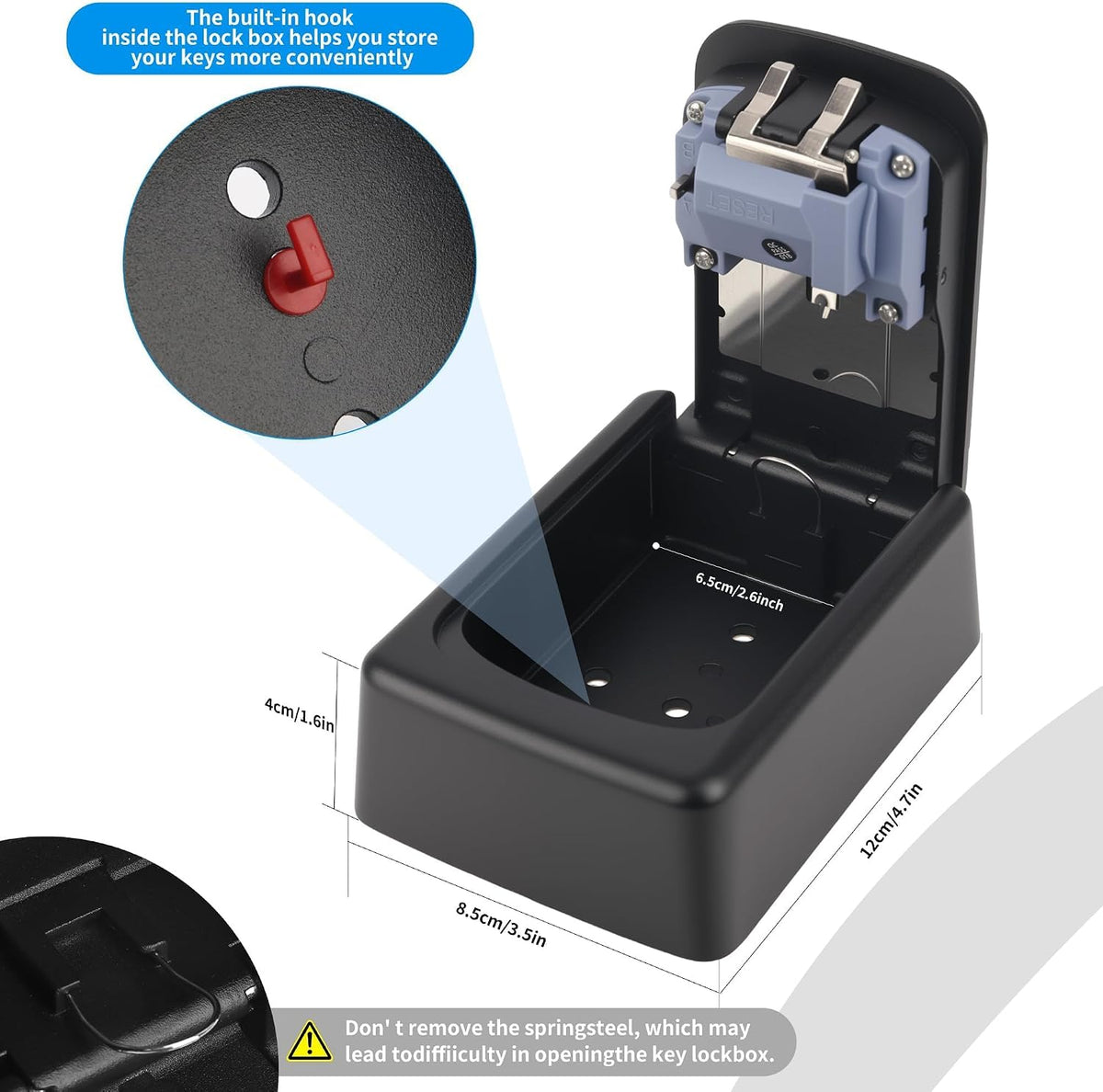 Wall Mounted Mettalic Key Lock Box for Indoor & Outdoor | Key Hider Box with Combination Lock
