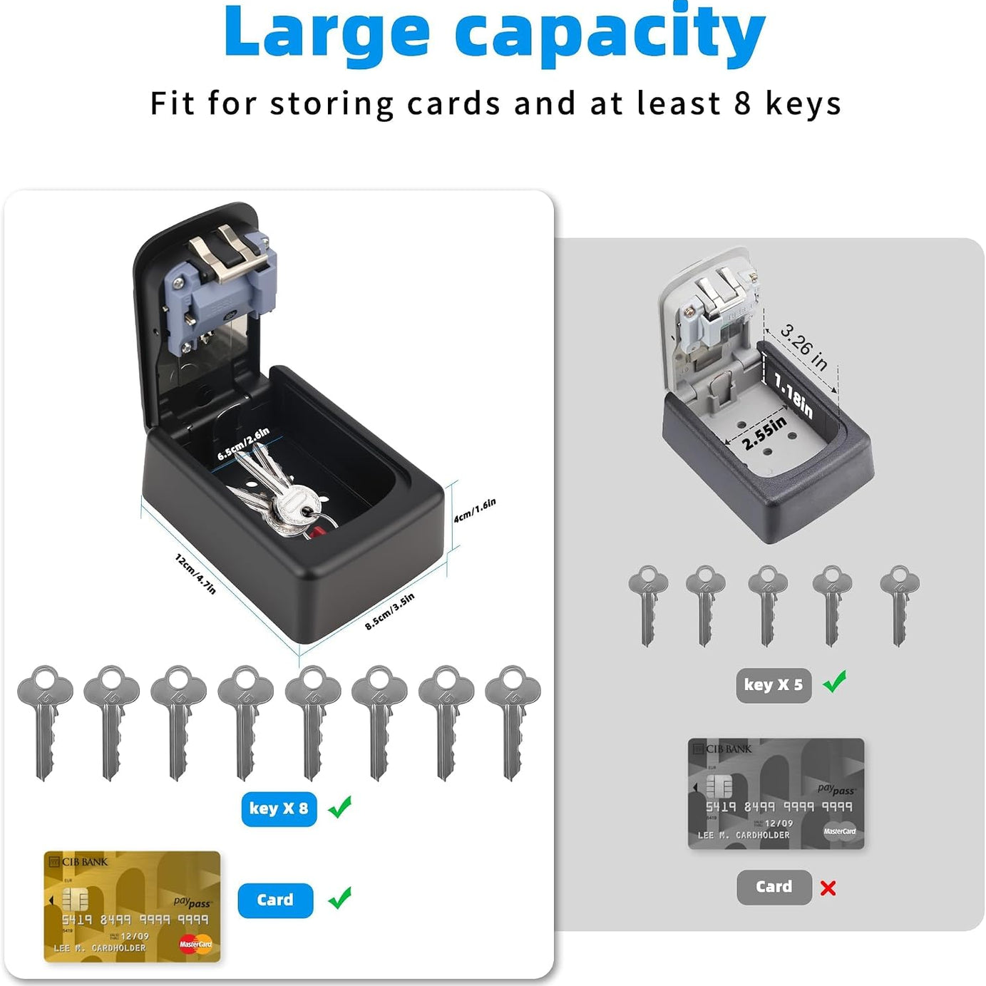Wall Mounted Mettalic Key Lock Box for Indoor & Outdoor | Key Hider Box with Combination Lock