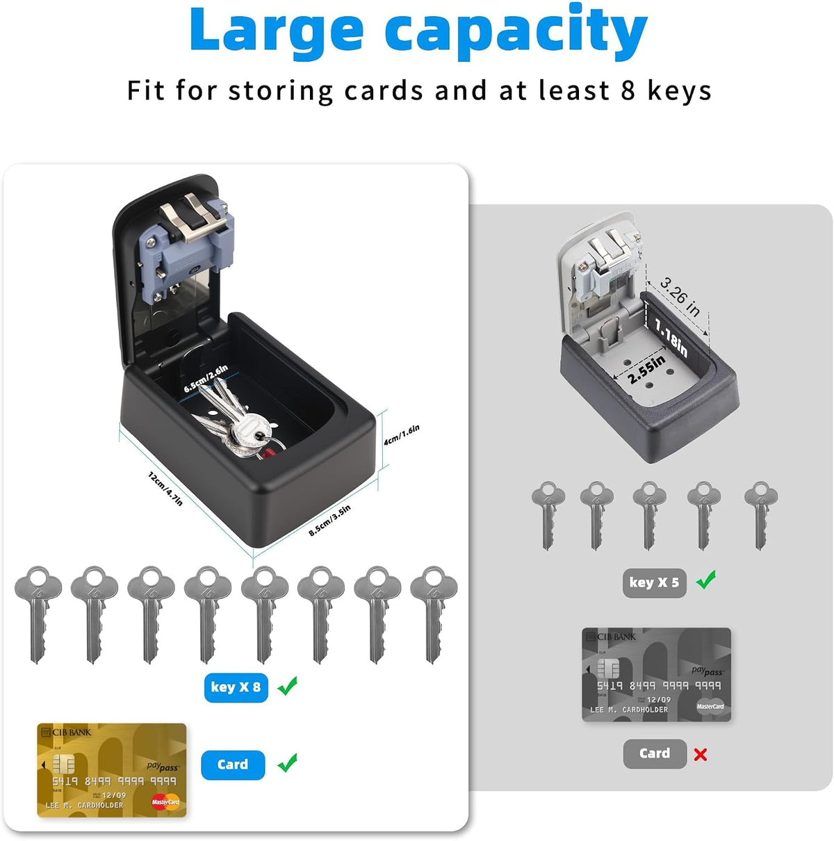 Wall Mounted Mettalic Key Lock Box for Indoor & Outdoor | Key Hider Box with Combination Lock