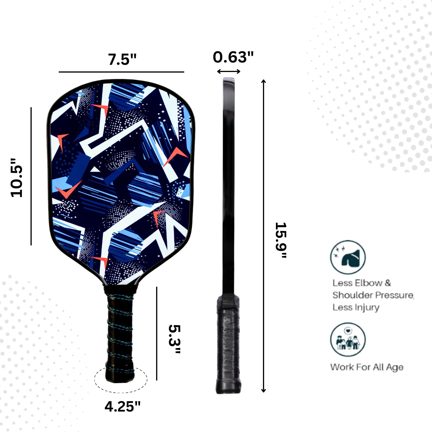 Pickleball Paddle Fiber Glass Beginner & Intermediate Series (Pack of 2)