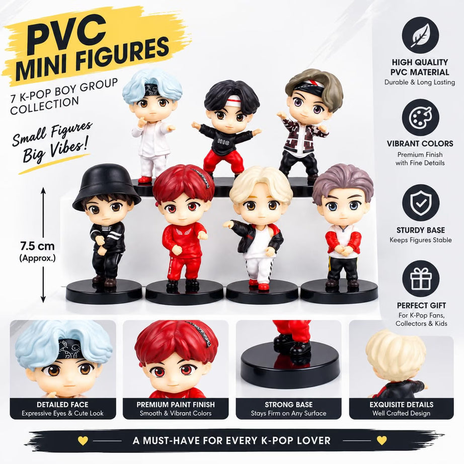 BTS Cartoon Action Figures Set 7 Pieces