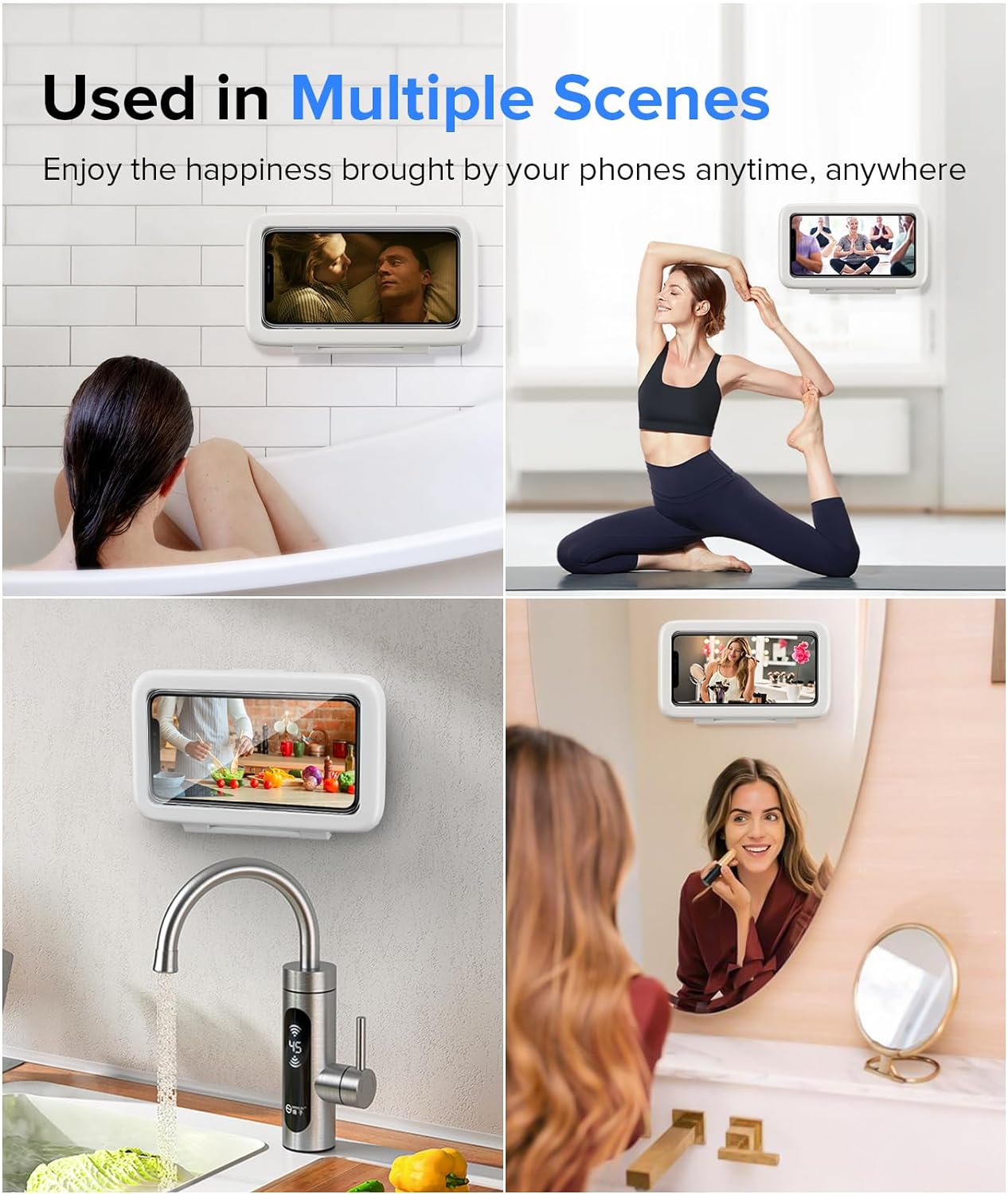 Everhype Shower Phone Holder | Waterproof Bathroom Mobile Phone Holder | Anti-Fog Case for Shower | Wall Mountable | 6.8 Inch Support Touch Screen Parent