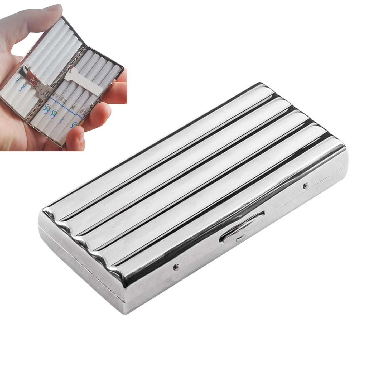 Everhype Mini Portable Metal Cigarette Case | 10 Regular Sized Cigarette Case | Zig Zag Corrugated Design