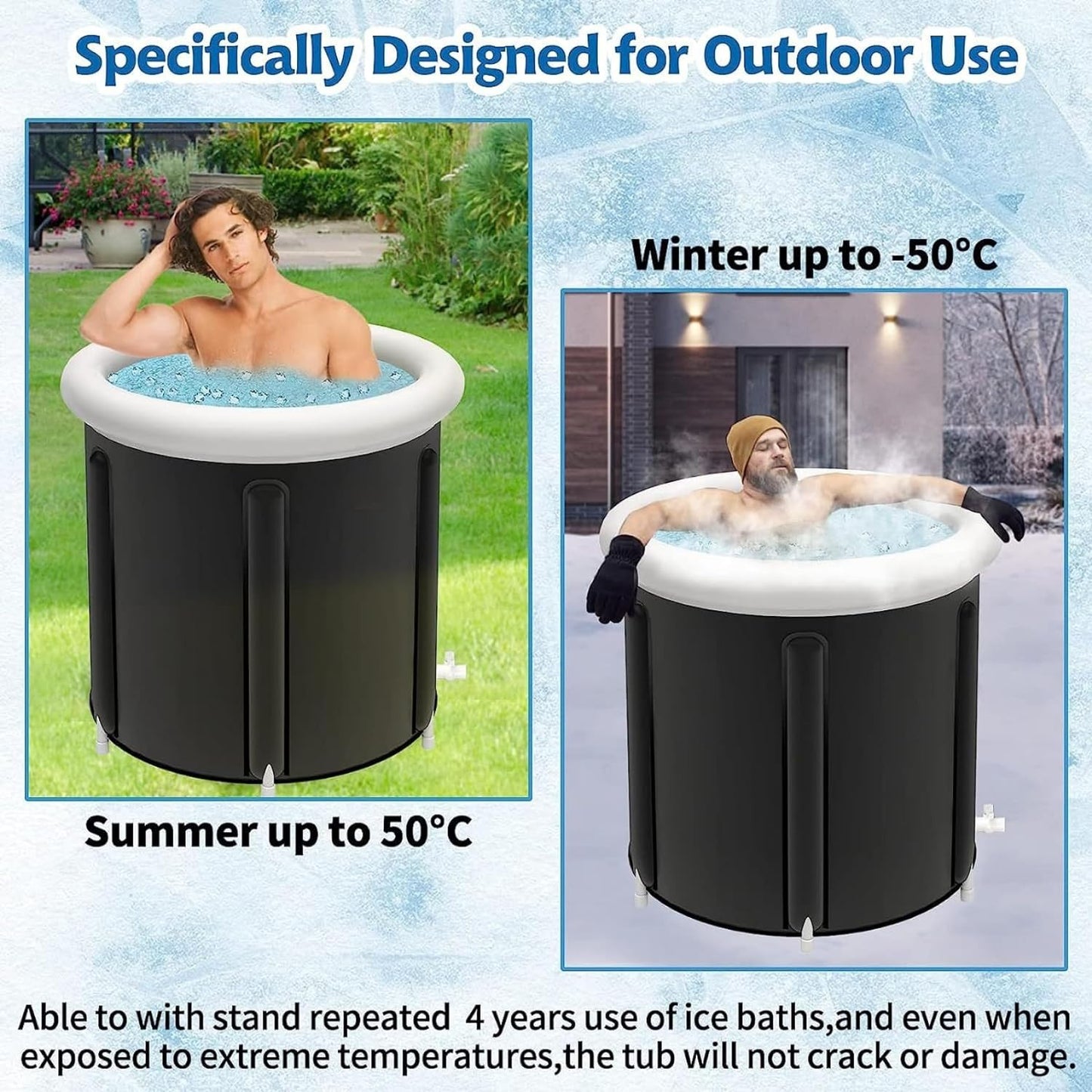 Cold Plunge Tub for Recovery, Multiple Layered Portable Ice Bath Plunge Tub Suitable for Gardens, Gyms and Other Cold Water Therapy Training