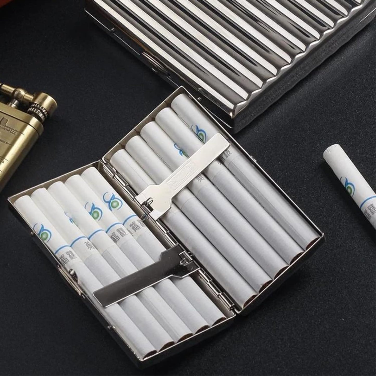 Everhype Mini Portable Metal Cigarette Case | 10 Regular Sized Cigarette Case | Zig Zag Corrugated Design