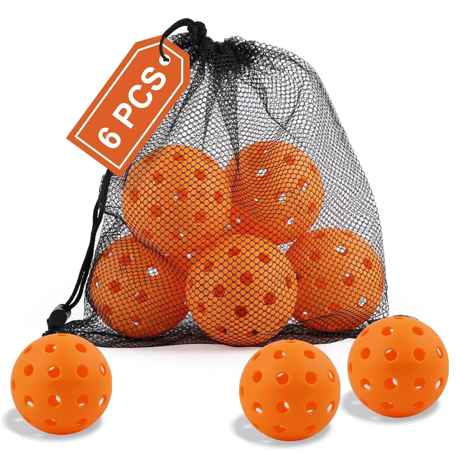 Pickleball Balls Orange(Pack of 6)