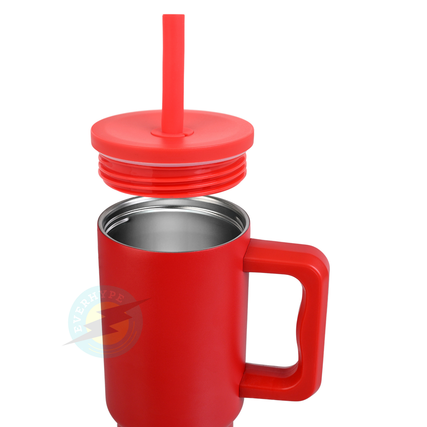 Everhype Tumbler with Handle and Straw Lid Insulated Cup (Red 710mL)