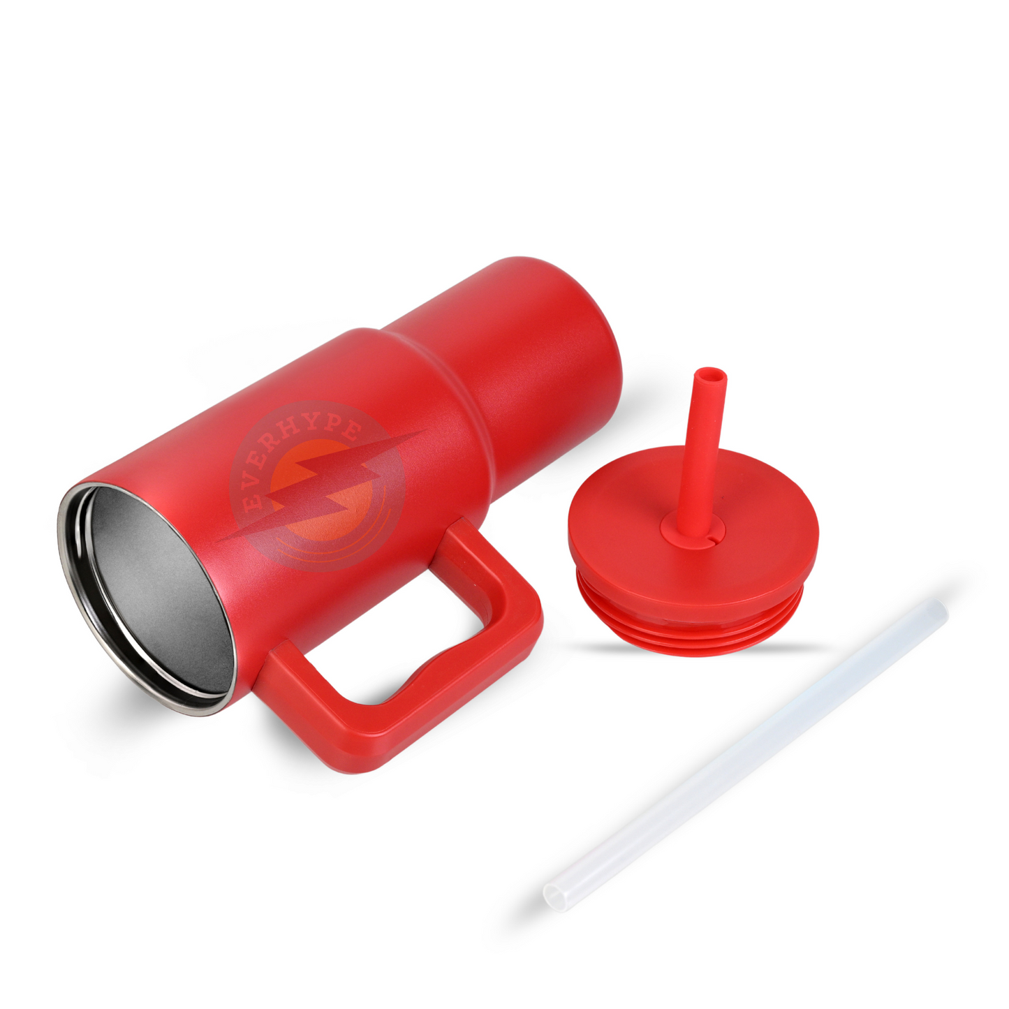 Everhype Tumbler with Handle and Straw Lid Insulated Cup (Red 710mL)