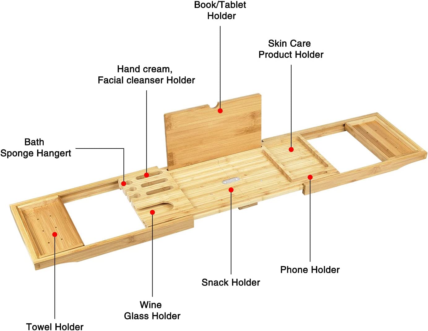 EverHype Bamboo Bath Caddy