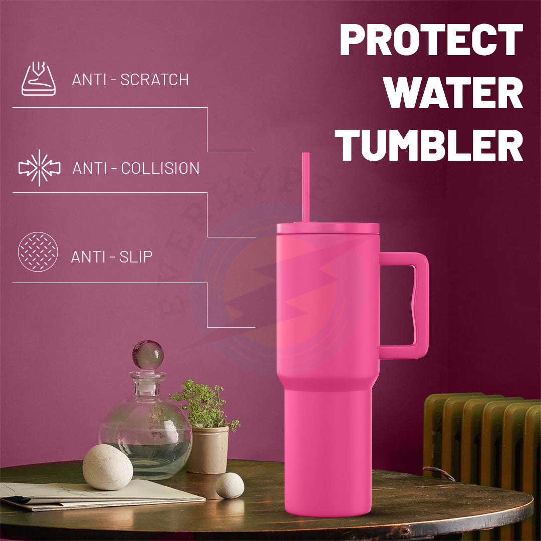 Everhype Tumbler with Handle and Straw Lid Insulated Cup (Pink, 1.2L)