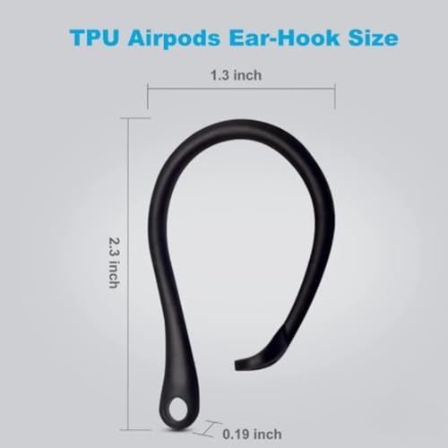 Everhype Earhook for AirPods Pro, AirPods 3, AirPods 2 and AirPods 1 Anti-Lost Secure Airpods Holder Ear Attachment Loops Earhook Clips for AirPod Earbud Sports (Earbud Hook Black)