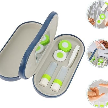 Everhype Unisex Protective Case For Sunglasses, Spectacles + Contact Lenses | Hard Lens Case | Two sided Stroage with mirror