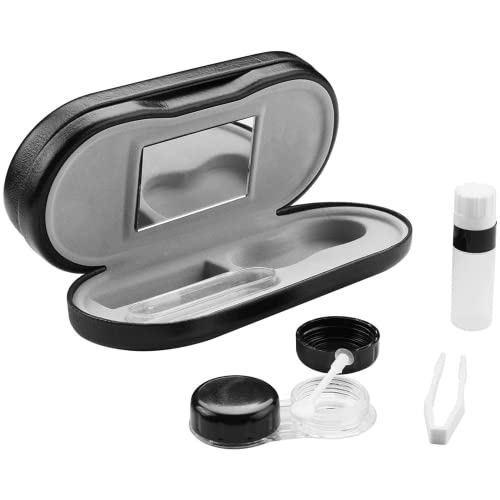 Everhype Unisex Protective Case For Sunglasses, Spectacles + Contact Lenses | Hard Lens Case | Two sided Stroage with mirror