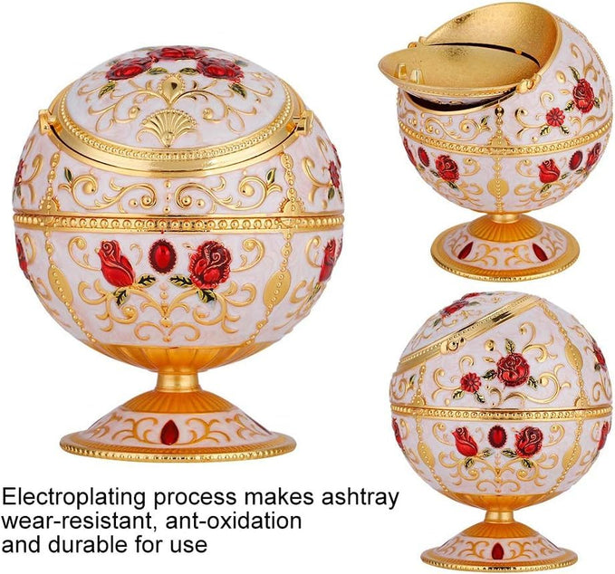 Metal Ashtray (White & Gold)