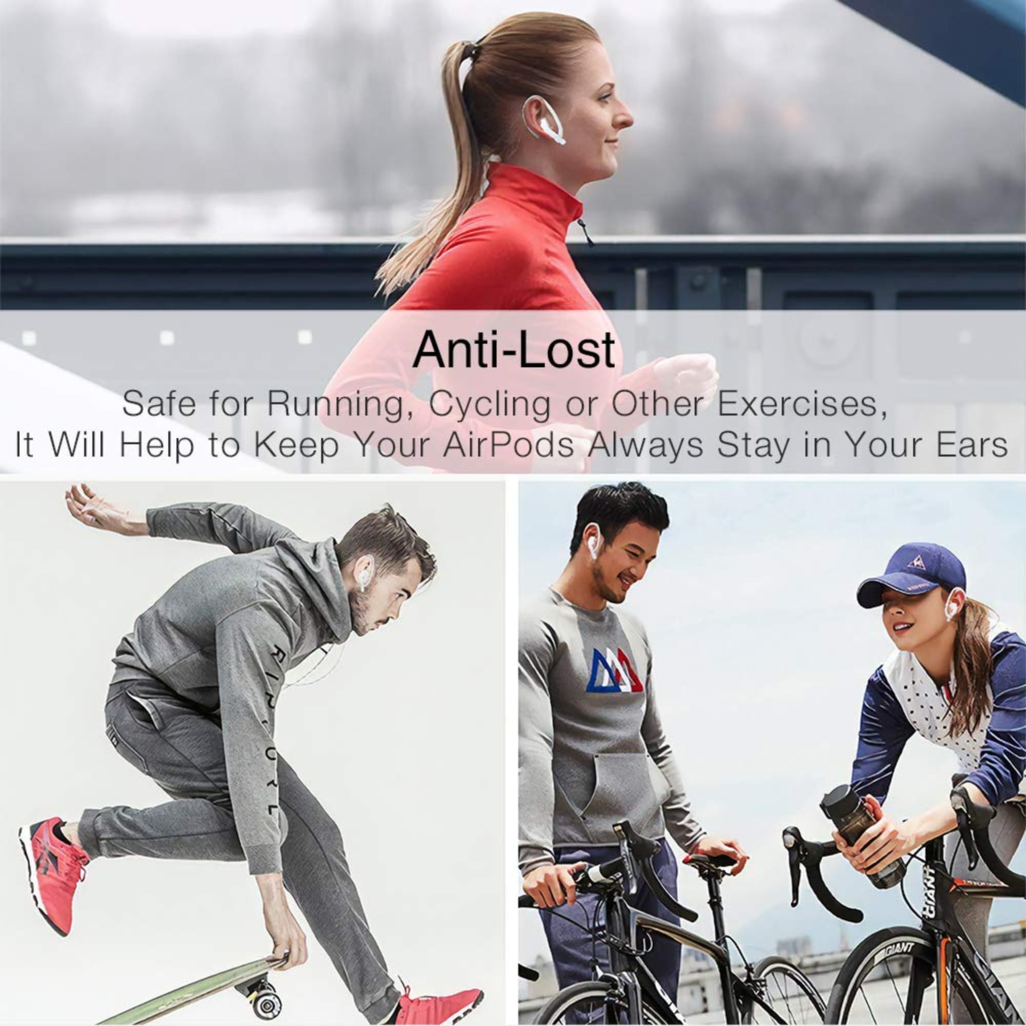 Everhype Earhook for AirPods Pro, AirPods 3, AirPods 2 and AirPods 1 Anti-Lost Secure Airpods Holder Ear Attachment Loops Earhook Clips for AirPod Earbud Sports (Earbud Hook Black)